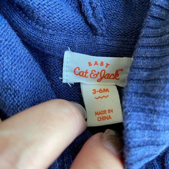 Cat & Jack Boys Romper Size 3-6 Mo Hooded Critter Sweater Blue Ears NEW - Picture 4 of 8